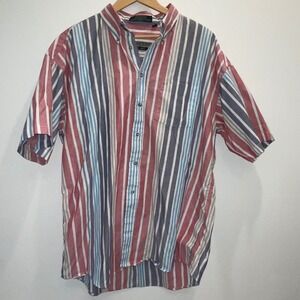 Loafers by Reed St James Mens XL Striped Button Down Shirt Short Sleeve Vintage